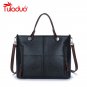 Vintage Lady Handbag Women Shoulder Bag PU Faux Leather Double Exterior Pockets