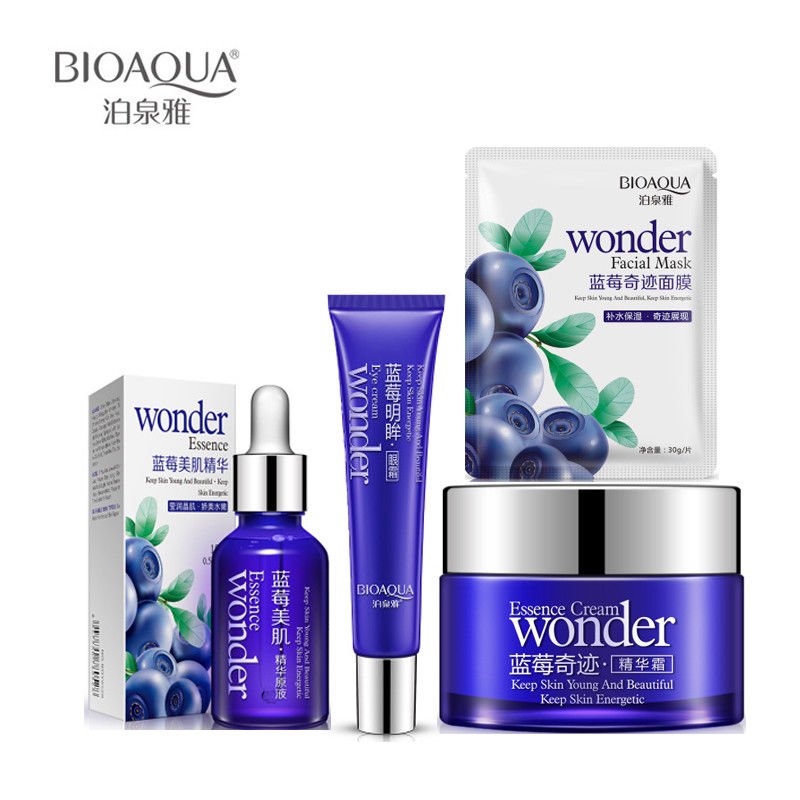 BIOAQUA Miracle Blueberry Set Face Cream+Eye cream+3*Face Mask+Essence Skin Care