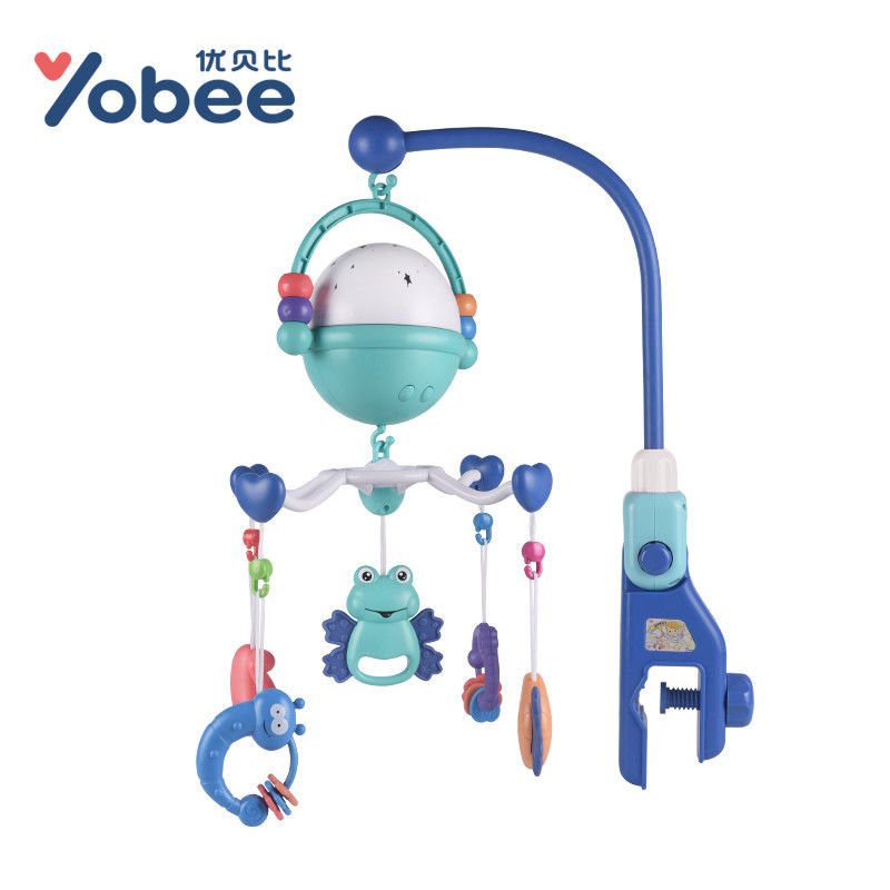 Musical Rotate Crib Mobile Bed Lights Bracket Bell Star Projecting Baby Rattle