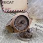 Lost sea Anchors Bamboo Watch Japan Quartz Wooden Wristwatch Leather Band