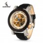 BOBO BIRD Wood Leather Golden Bronze Skeleton Antique Exposed Steampunk Watch