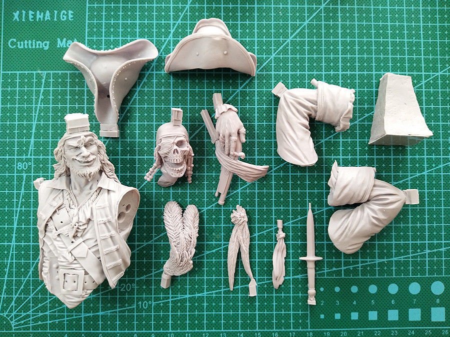 Assembly Unpainted Scale 1/10 Evil Pirate Gun Holster Bust Figure Module DIY