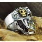 Vintage Cool Open Skull Red Eyes Ring Real 925 Sterling Silver Gold Unisex Punk