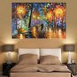 Large Hand Painted Lover Rain Street Tree Lamp Landscape Oil Painting On Canvas