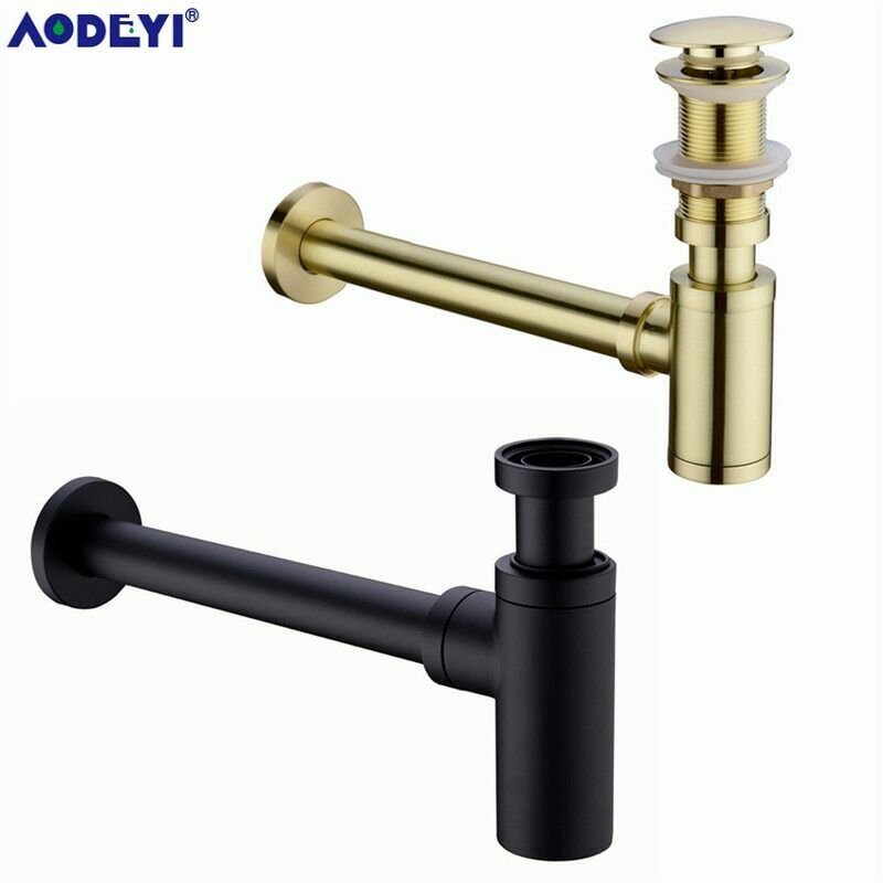 Brass Bathroom Basin Sink Tap Bottle Trap Kit Waste Pop Drain Drain Brushed