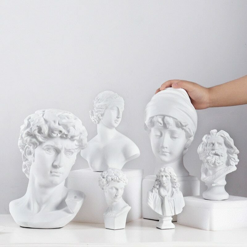 Famous Statue Retro Resin Head Skull Sculpture Venus Model King David Figurine