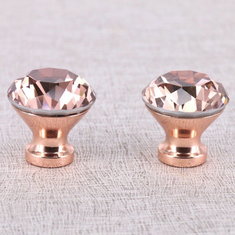 8pcs Set Crystal Diamond Knob Rose Gold Furniture Kitchen Drawer Cabinet Dresser