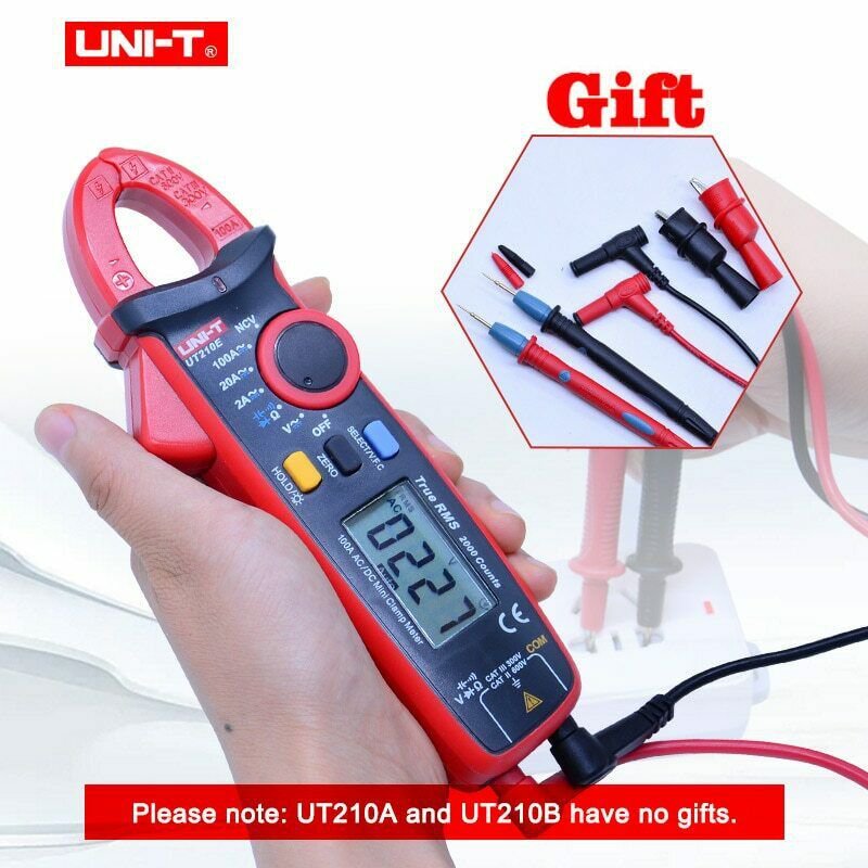 Mini Digital Clamp Meters AC/DC Current Voltage UNI-T UT210 True RMS Auto Range