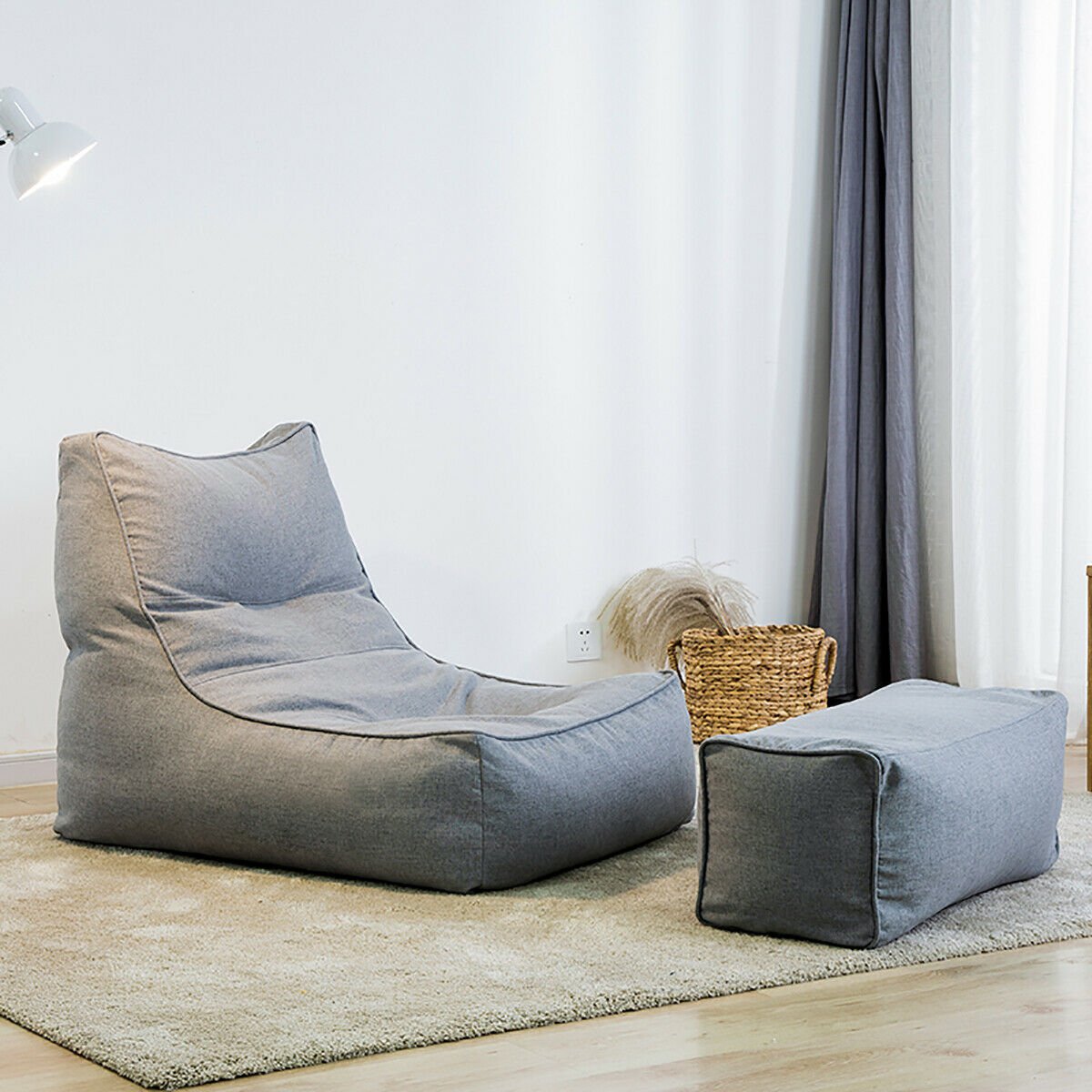 2Pcs/Set Large Bean Bag Combination Sofas Covers Chair Indoor Lazy Lounger