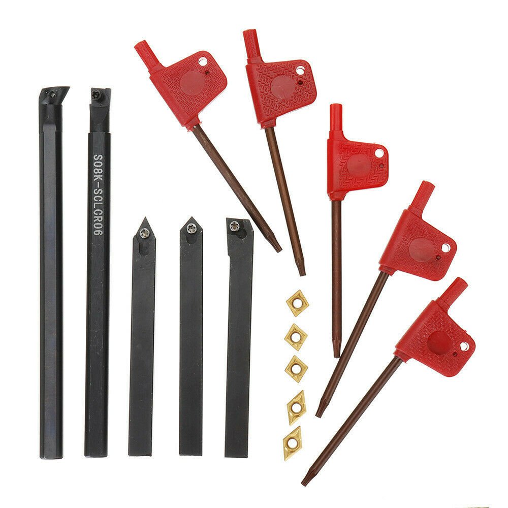 5pcs 8mm Shank Indexable Lathe Turning Tool Holder with CCMT060204 DCMT070204