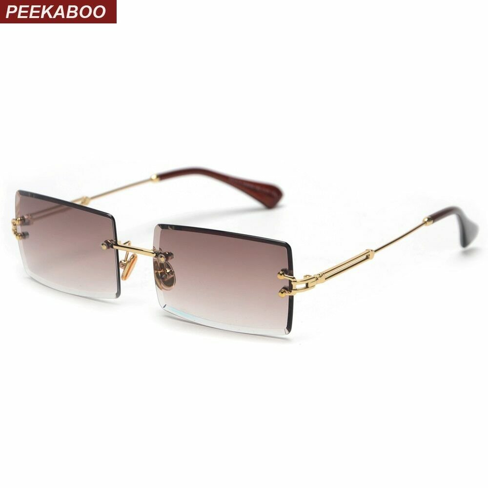 Small Rectangle Sunglasses Women Rimless Square Sun Glasses For Women