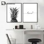 Pineapple Wall Art Canvas Poster Prints Nordic Love Heart Quote Black White