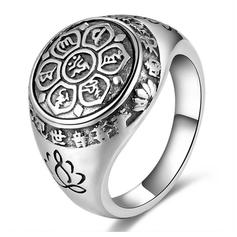 Vintage Genuine 925 Sterling Silver Buddha Flower Ring