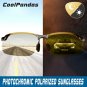 Semi-Rimless Photochromic Sunglasses Men Women Day Night Vision Driving