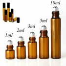 50pcs/lot 1ml 3ml 5ml 10ml Amber Perfume Glass Roll On Empty Refillable Bottle
