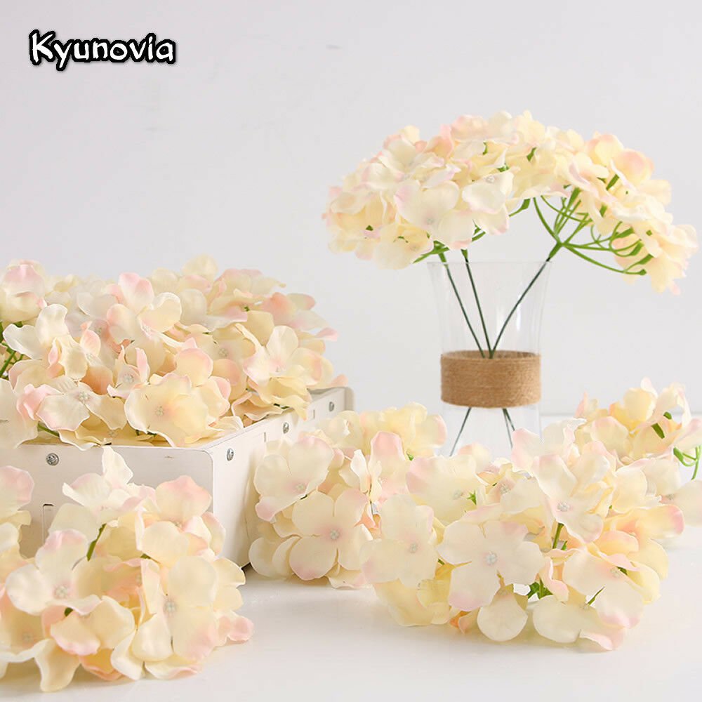 50pcs Artificial Silk Hydrangea Flower Head Ball Chrysanthemum Wedding Deco DIY