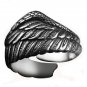 Vintage 925 Silver Ring Adjustable Eagle Wing Feather Retro Black Biker Unisex