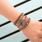 Leather Bracelet Handmade Natural Stones Charm Wrap Bracelet Boho Bracelets Gift