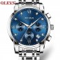 Men Luminous Luxury Chronograph Stainless Steel Wrist Watch Elegant Wristwatch