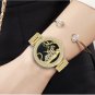 Womens Luxury Black Leopard Nano Vacuum Plated 18K Gold Watch Cat Tiger