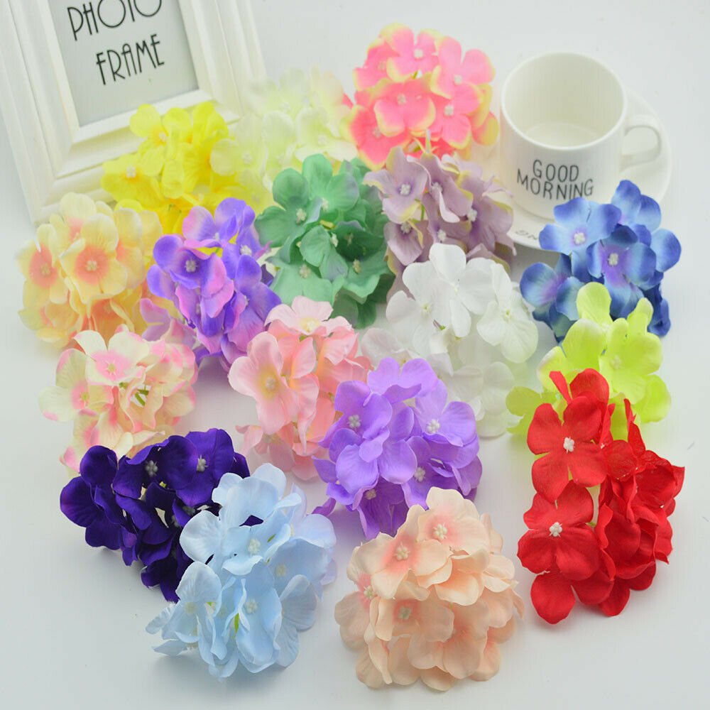 100pcs 10cm Silk Flower Hydrangea Wedding Vases Decoration Bridal Diy Artificial