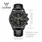 CADISEN Mens Watch Luxury Moon Phase Waterproof Leather Band Date