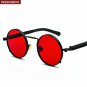 Clear Red Sunglasses Men Steampunk Metal Frame Retro Vintage Round Spring