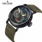 Reef Tiger Military Automatic Self-Wind Pilot Watch Genuine Leather Sapphire