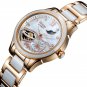 Hollow Tourbillon Moon Phase Women Luxury Ceramic Band Self-Wind Watch Crystals