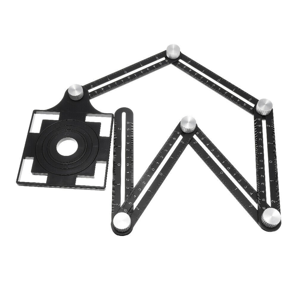 Adjustable Six Fold Tool Ruler Drill Guide Opening Ceramic Tile Hole Locator
