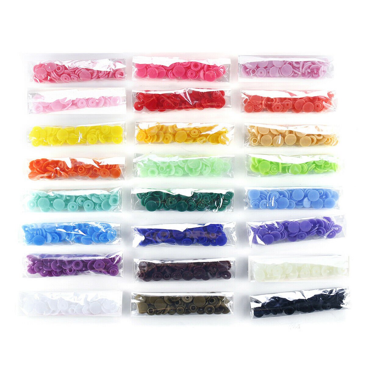 240Sets 24 Color DIY Clothes Plastic Fasteners Snap/Prong Ring Fasteners