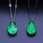 Natural Stone Necklace Water Drop Pendant With Cubic Zirconia Long Chain Gift