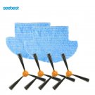 Seebest D750/D730/D720 Vacuum Replacement Side Brush 4pcs + Wet/Dry Mop 2pcs