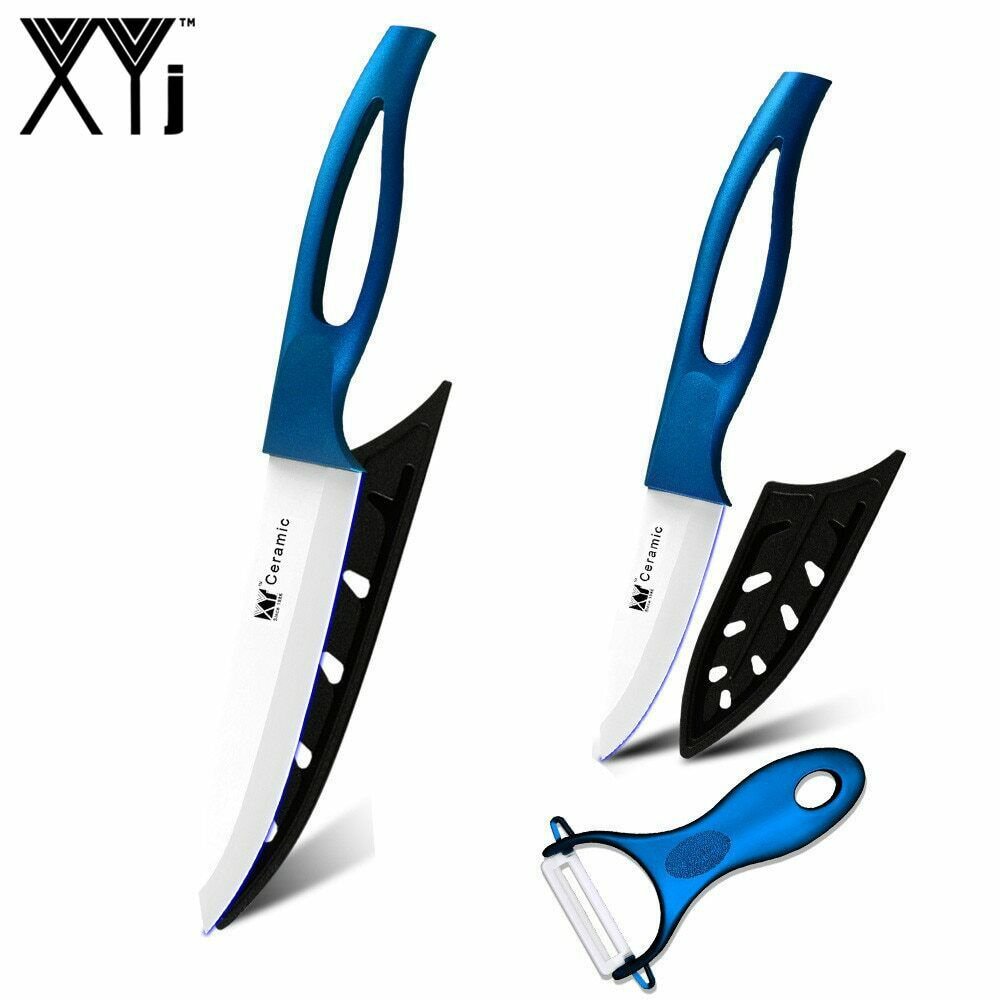 Kitchen Ceramic Knives Slicing Cook Peeler 3-Piece Set Anti-bacterial Zirconium