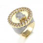 Wide Men Rings Praying Hand Crystal Paved Bling Ring Pray Zirconia Rhodium Gold