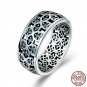 Sterling Silver Openwork Lucky Clover Blue Zircon Stone Ring Gift For Women Girl