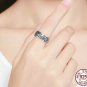 Sterling Silver Openwork Lucky Clover Blue Zircon Stone Ring Gift For Women Girl