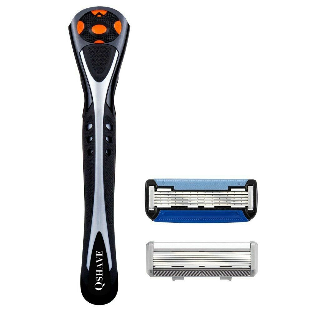 Qshave Black Spider Manual Man Shave Razor With Trimmer + 2 Blades