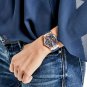 MISSFOX Women's Chronograph Rose Gold Sport Rubber Band Diamond Watch White Pink