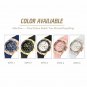 MISSFOX Women's Chronograph Rose Gold Sport Rubber Band Diamond Watch White Pink