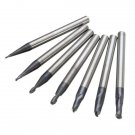 7pcs Radius 0.5-2.0mm 2 Flutes Ball Nose End Mill Cutter Set CNC Tool