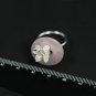 925 Silver Natural GreenPink Stone Handmade Lotus Flower Whispers Sizable Ring
