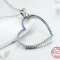 Sterling Silver Colorful Zirconia Heart Love Pendant Necklace Women Girl Gift