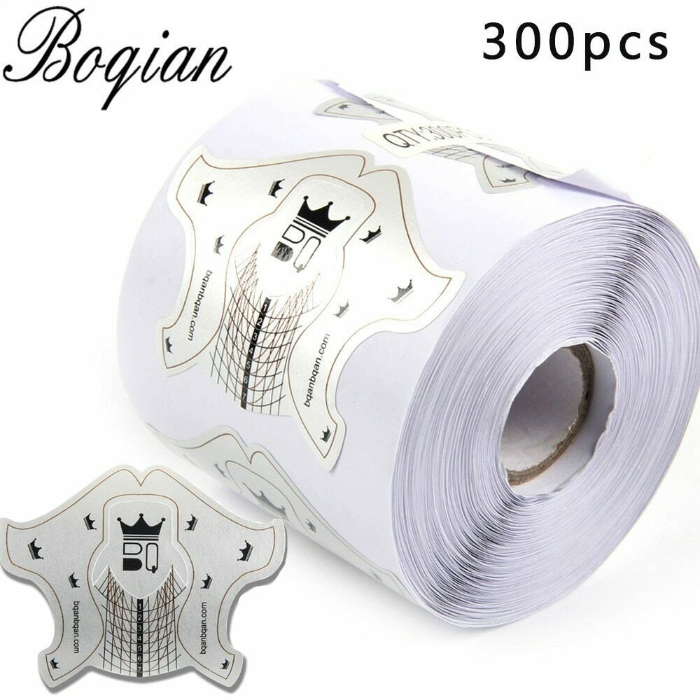 Professional 300pcs/roll Alloy Nail Form Tips Nail Art Guide Extension French D