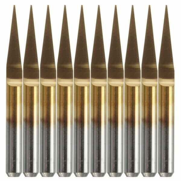 10pcs 0.1mm 10 Degree Flat Bottom PCB Engraving Bits Titanium Coated Carbide