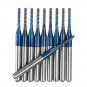 Drillpro 10pcs 2.2/2.4/2.5/3.0mm Blue NACO Coated PCB Bit Carbide Engraving