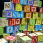 45 CHILDREN's Wood Building BLOCKS Lot Colorful Alphabet Numbers Animal Pictures