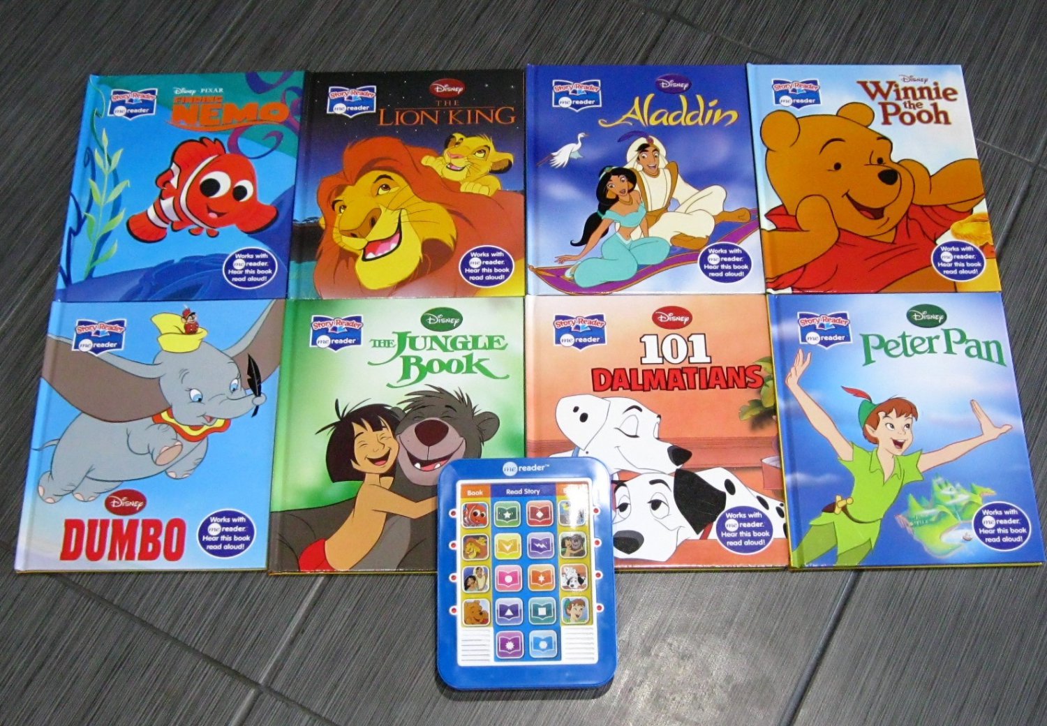 DISNEY POOH ALADDIN DUMBO NEMO 101 DALMATIAN Book Set + Electronic ME ...