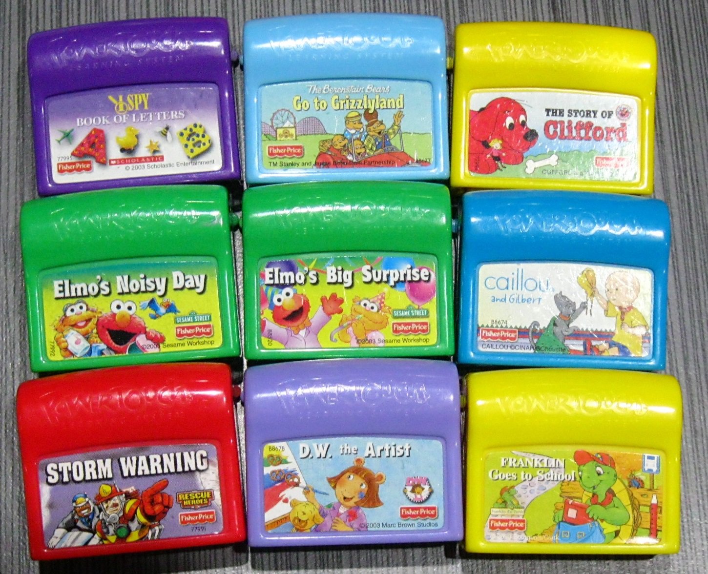 FISHER PRICE POWER TOUCH Learning System 10 BOOK/9 CARTRIDGE Lot