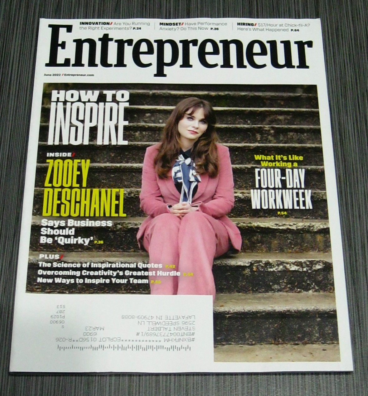 ENTREPRENEUR Magazine NEW June 2022 ZOOEY DESCHANEL How to Inspire